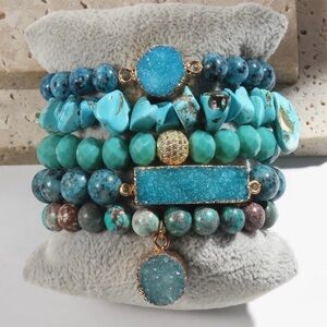 Turquoise Beaded Bracelet‎ Set